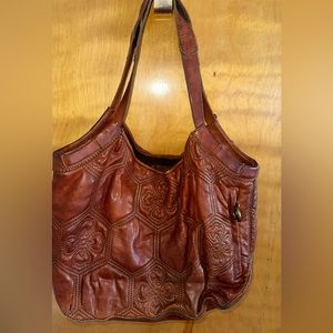 Lucky Brand - Brown Leather Purse with Floral Design